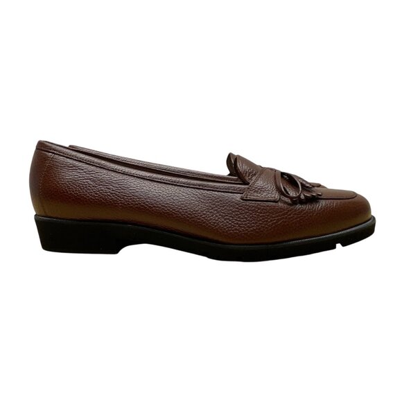 Salvatore Ferragamo Regolare Women’s Brown Pebbled Leather Loafers Sz 5B - New - Picture 1 of 8